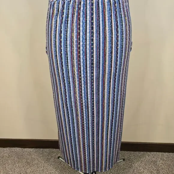 Women's BCBGeneration Blue Striped V-Neck Midi Length Hi Low Dress | Size Medium - Picture 10 of 12